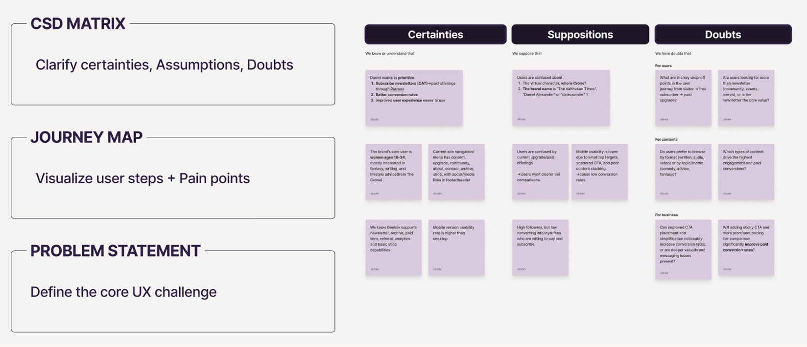 CSD Matrix and journey map overview