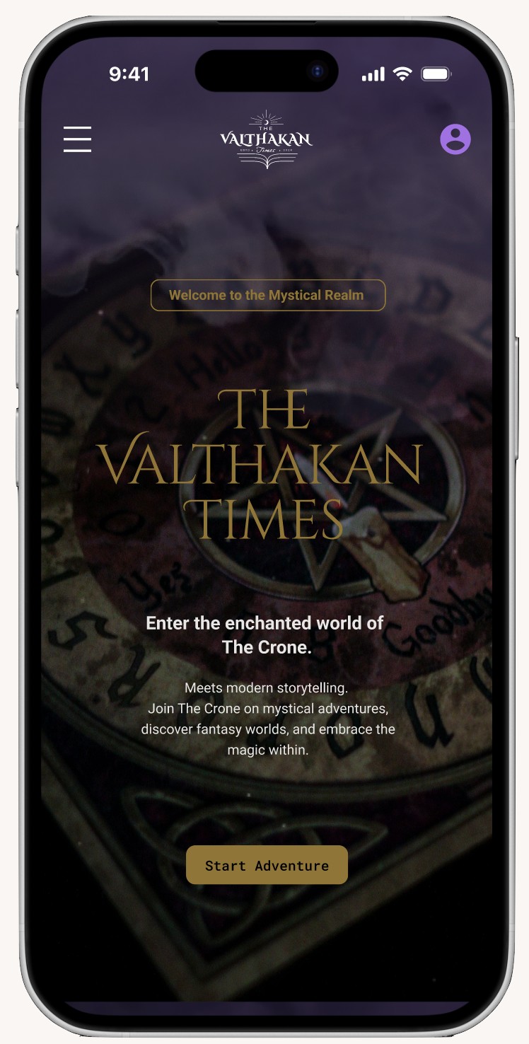 Prototype — Valthakan Times homepage, mobile