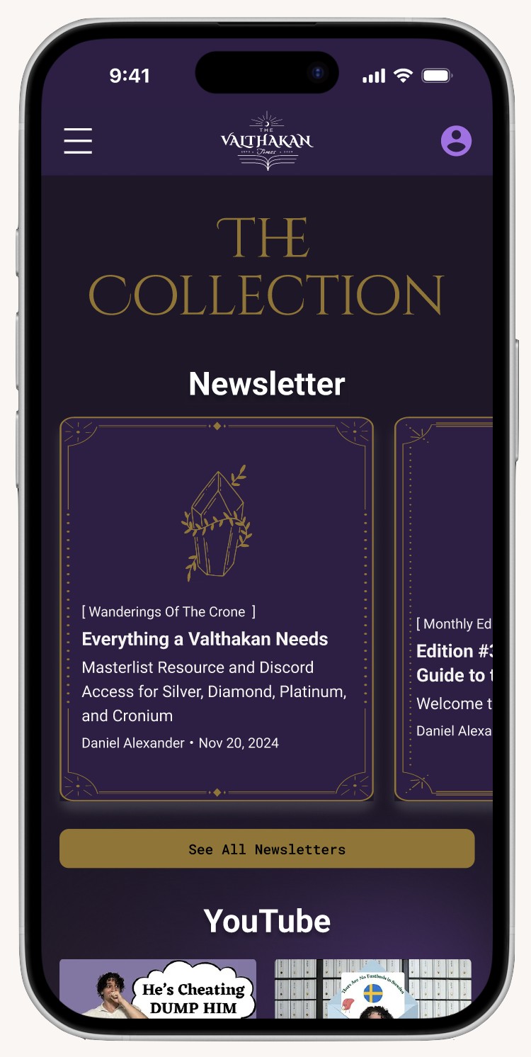 Prototype — The Collection page, mobile